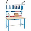 Global Industrial Packing Workbench W/Riser Kit & Power Apron, Maple Square Edge, 72inW x 30inD 244196B